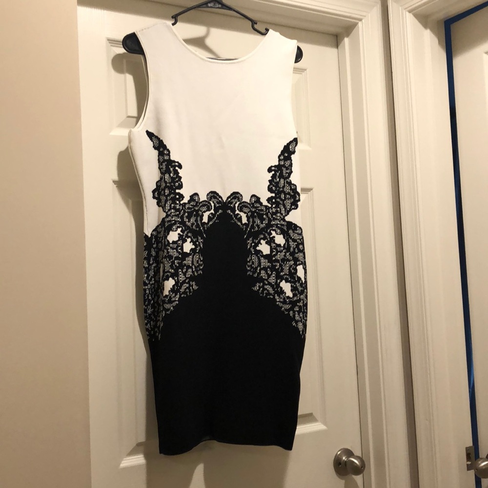 Bodycon black and cream tank dress